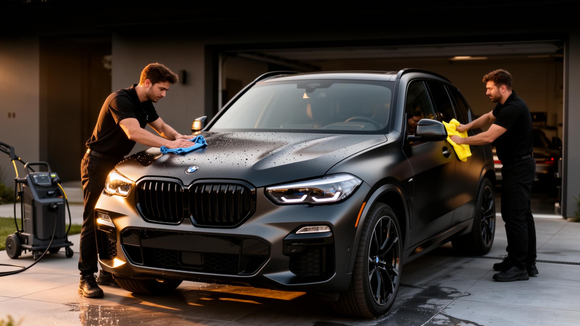 Professional detailers cleaning a 2025 BMW X5